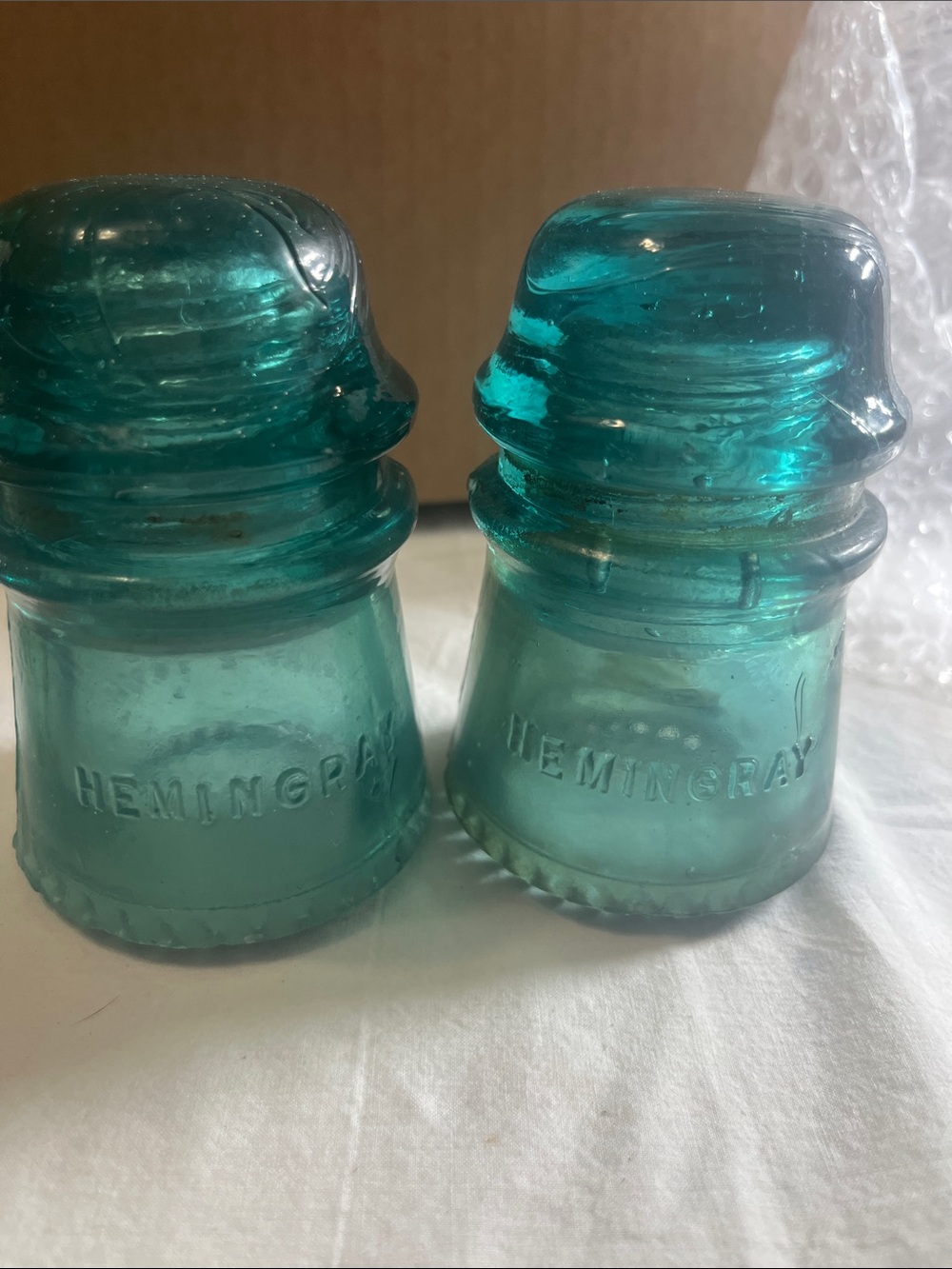 Teal Glass Insulator Set - Decorative Home Accent
